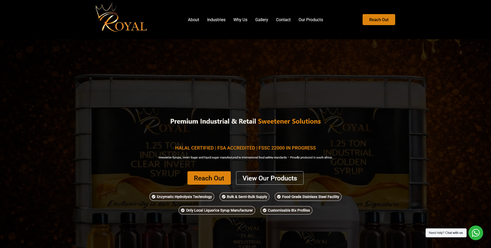 Royal Syrups website
